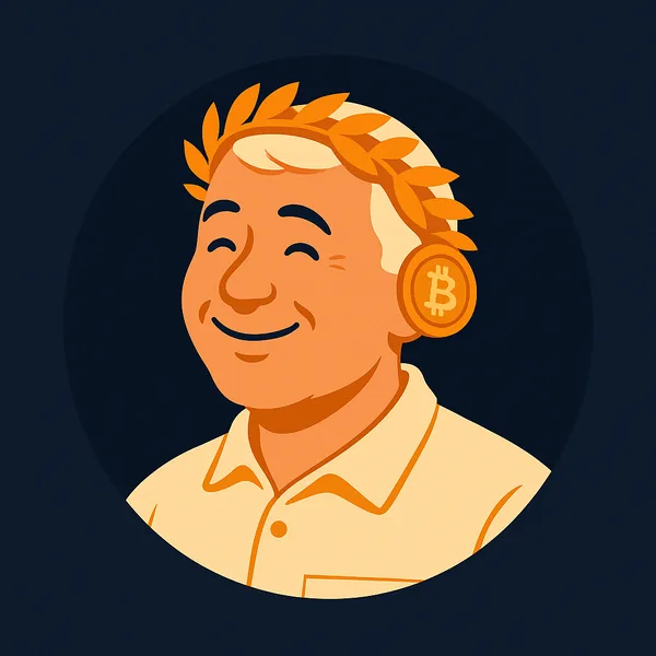 Avatar of a cheerful person in a plain work shirt wearing a golden laurel wreath